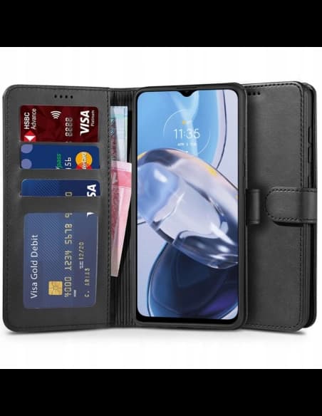 Case Tech-Protect Wallet Motorola Moto E22/E22i Schwarz