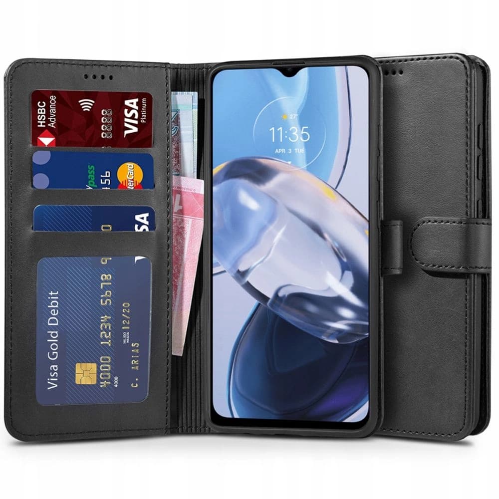 Case Tech-Protect Wallet Motorola Moto E22/E22i Schwarz - 1