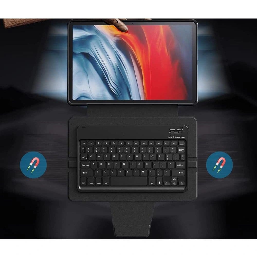 Etui Infiland Billentyűzet Állvány Samsung Galaxy Tab S8+ Plus/S7+ Plus/S7 FE 12.4 Fekete - 7