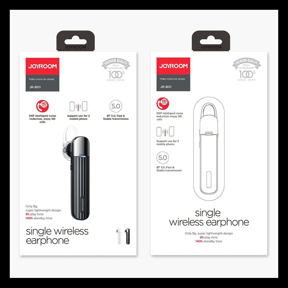 Kabelloses Headset Joyroom Bluetooth 5.0 für das Auto weiß (JR-B01) - 5