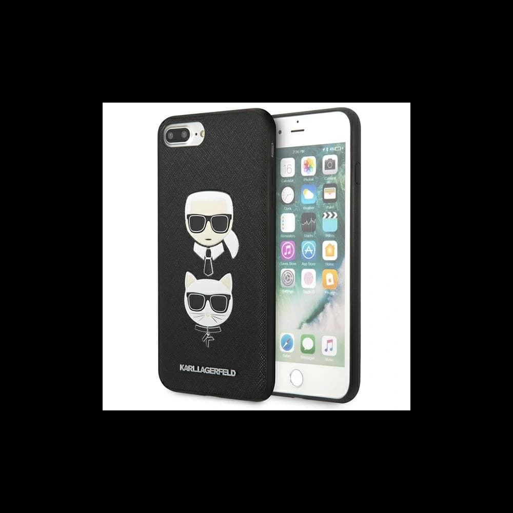 Karl Lagerfeld KLHCI8LSAKICKCBK Apple iPhone 8/7 Plus black hardcase Saffiano Ikonik Karl&Choupette Head - 1
