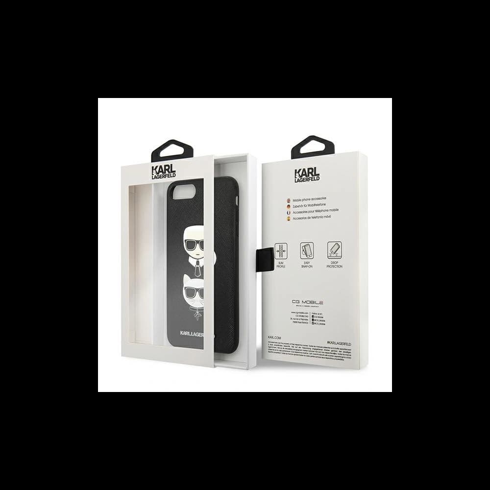 Karl Lagerfeld KLHCI8LSAKICKCBK Apple iPhone 8/7 Plus black hardcase Saffiano Ikonik Karl&Choupette Head - 8