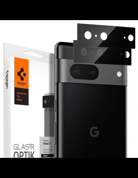 Edzett üveg Spigen Optik.tr Kamera Védő Google Pixel 7 Fekete [2 PACK]
