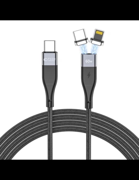 Cablu magnetic Tech-Protect Ultraboost 2in1 Cablu Magnetic Lightning & USB-C PD 60W 3A 100cm Negru