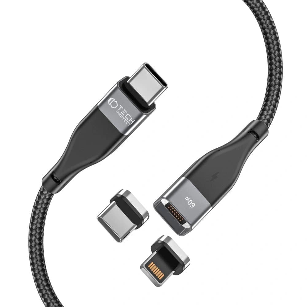 Magnetisches Kabel Tech-Protect Ultraboost 2in1 Magnetic Cable Lightning & USB-C PD 60W 3A 100cm Schwarz - 2