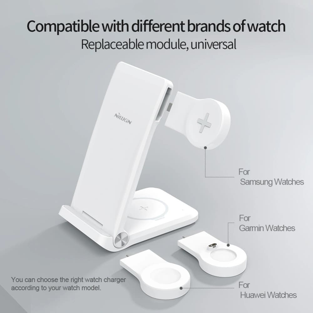 Vezeték nélküli töltő Nillkin Wireless Charging Powertrio 3in1 + adapter Huawei Watch - 5