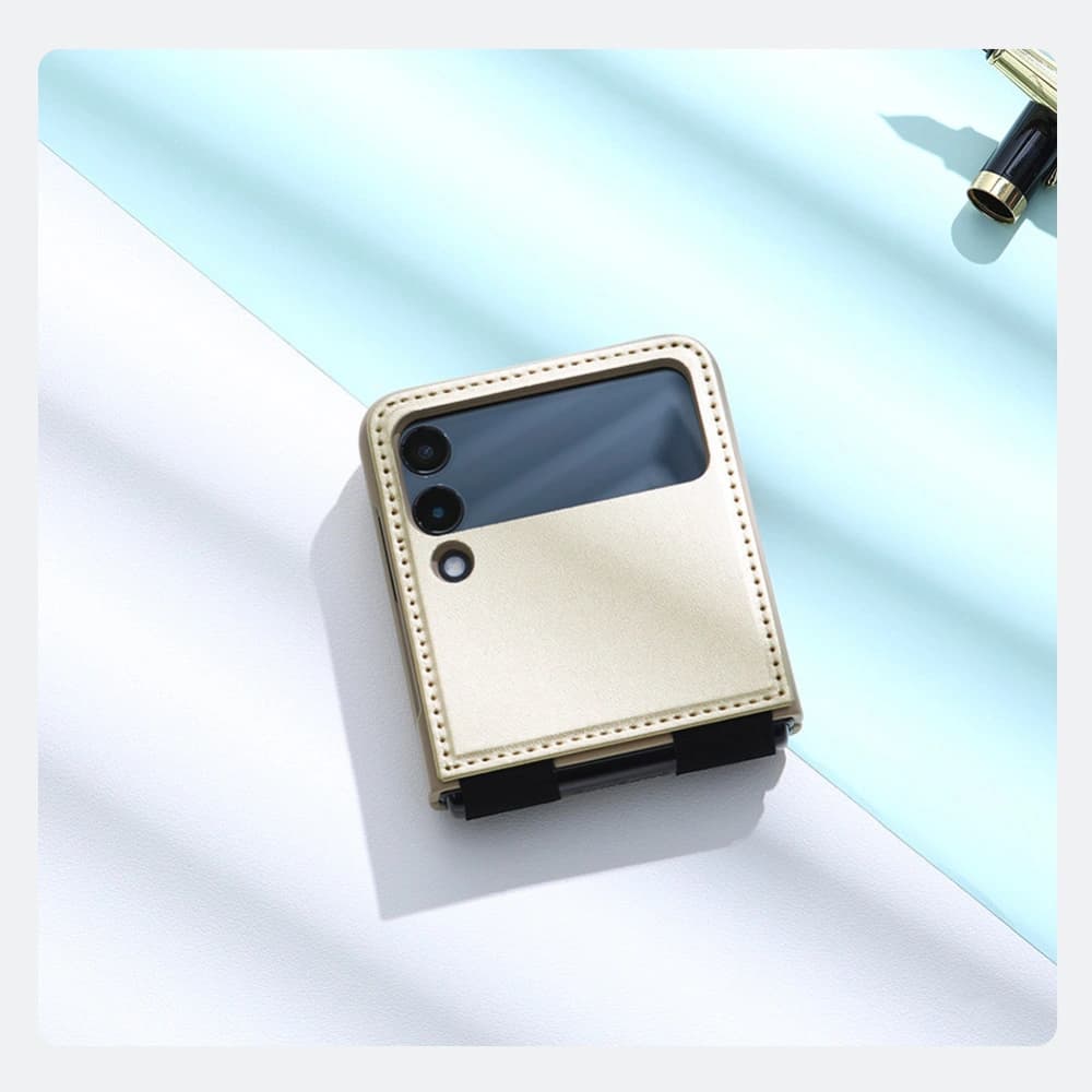 Etui Nillkin Qin Vegan Leather Samsung Galaxy Z Flip 4 zlaté - 16