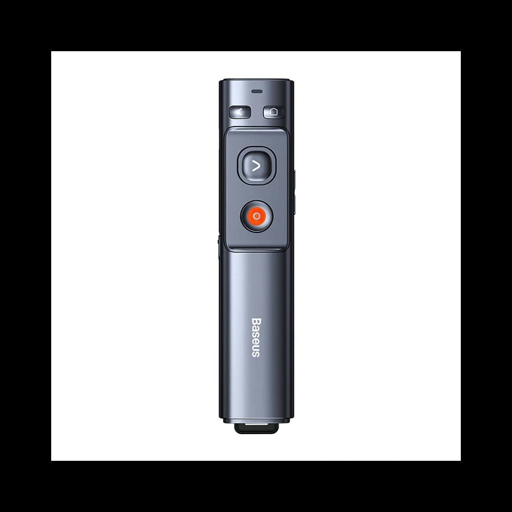 Vícefukční dálkový ovladač Baseus Orange Dot pro prezentace, se zeleným laserovým ukazatelem, akumulátorový (šedý) - 1