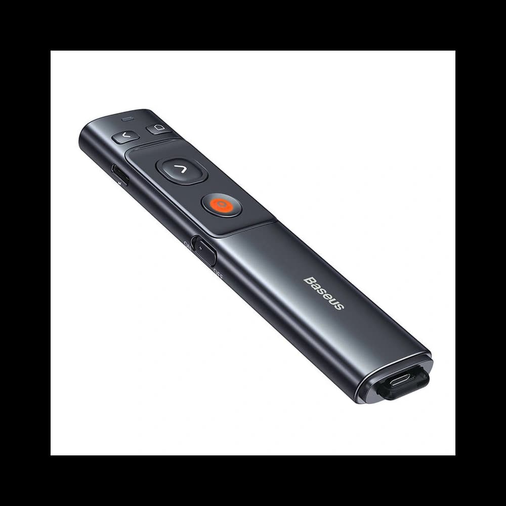 Vícefukční dálkový ovladač Baseus Orange Dot pro prezentace, se zeleným laserovým ukazatelem, akumulátorový (šedý) - 3