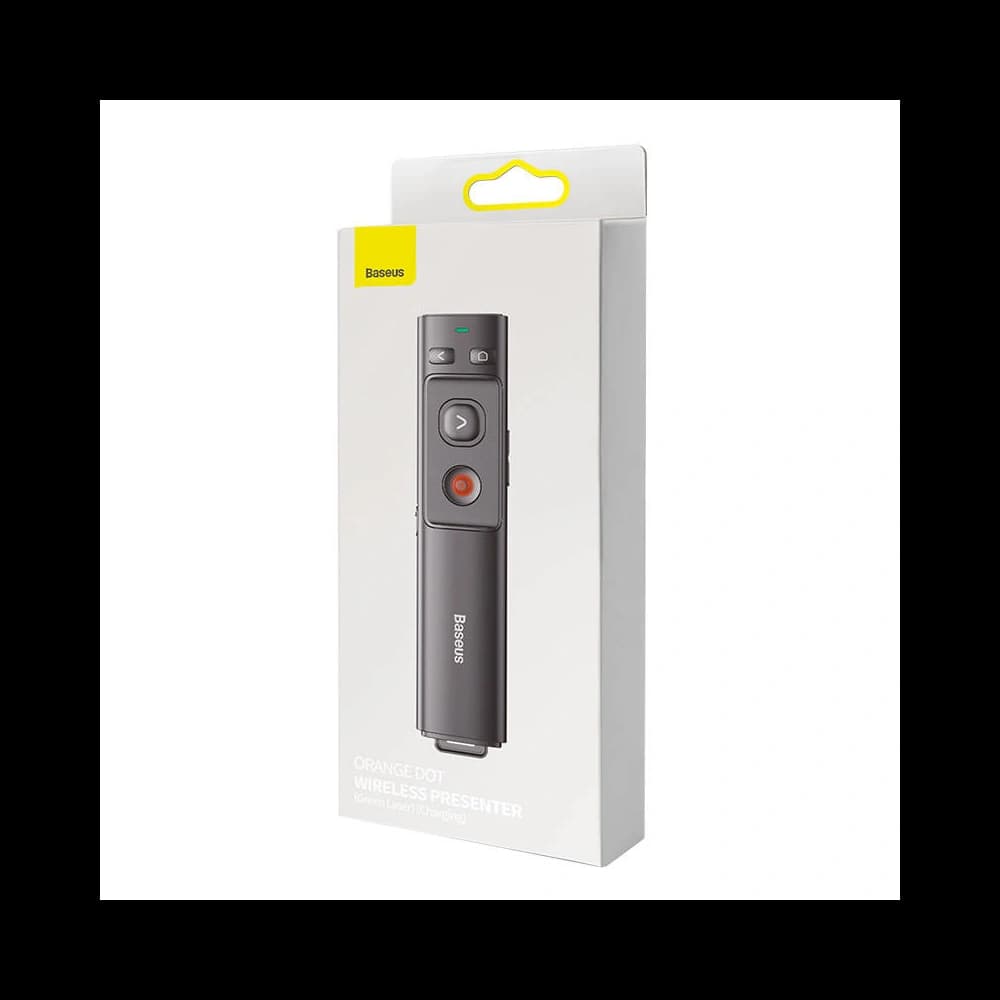Vícefukční dálkový ovladač Baseus Orange Dot pro prezentace, se zeleným laserovým ukazatelem, akumulátorový (šedý) - 8