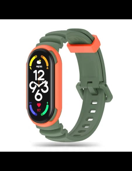 Pasek Tech-Protect Iconband Hybrid Xiaomi Mi Band 5/6/6 NFC/7 Verde Armata/portocalie
