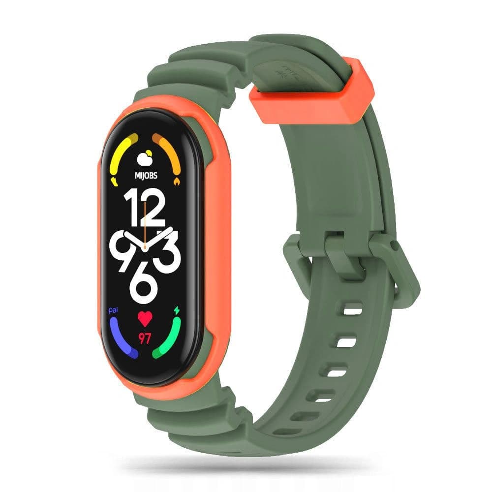 Tech-Protect Iconband Hybrid Xiaomi Mi Band 5/6/6 NFC/7 Armeegrün/orange - 1