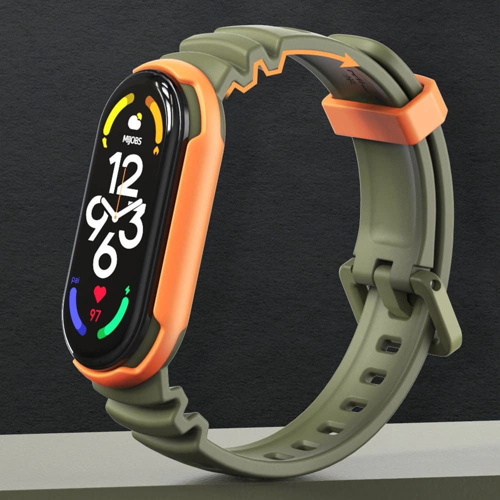 Tech-Protect Iconband Hybrid Xiaomi Mi Band 5/6/6 NFC/7 Armeegrün/orange - 3