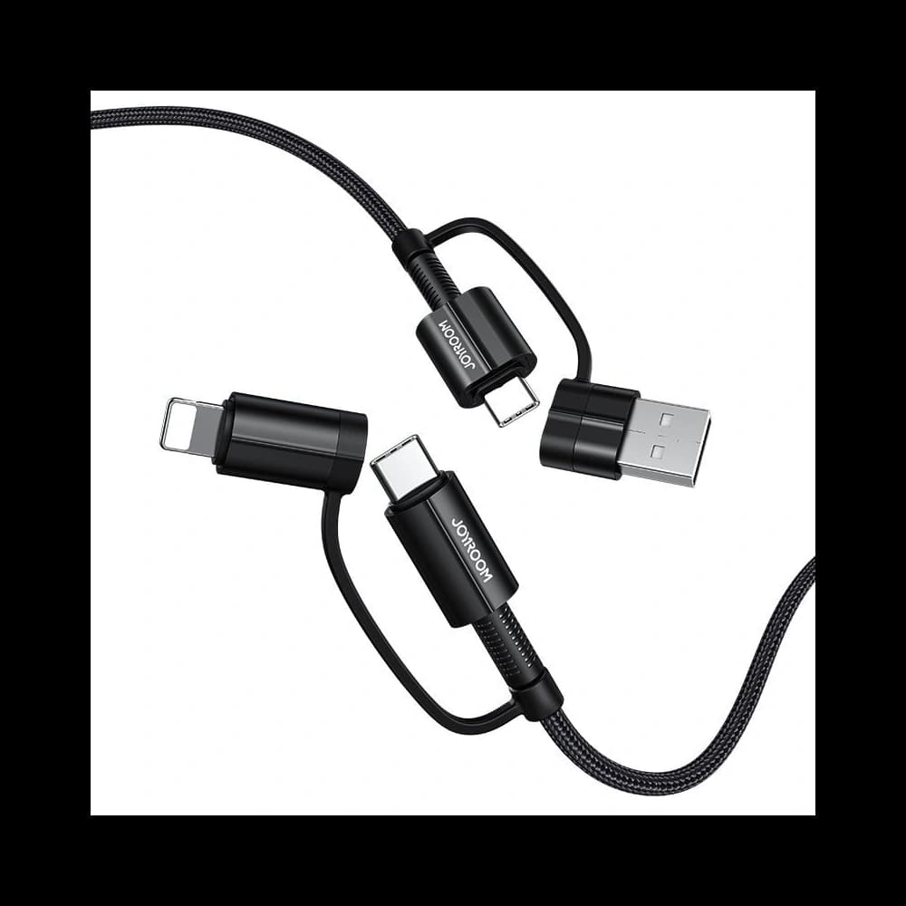 Kabel Joyroom 4w1 USB-C/USB-A - USB-C/Lithtning Quick Charge Power Delivery 3 A 60 W 1,8 m schwarz (S-1830G3) - 1