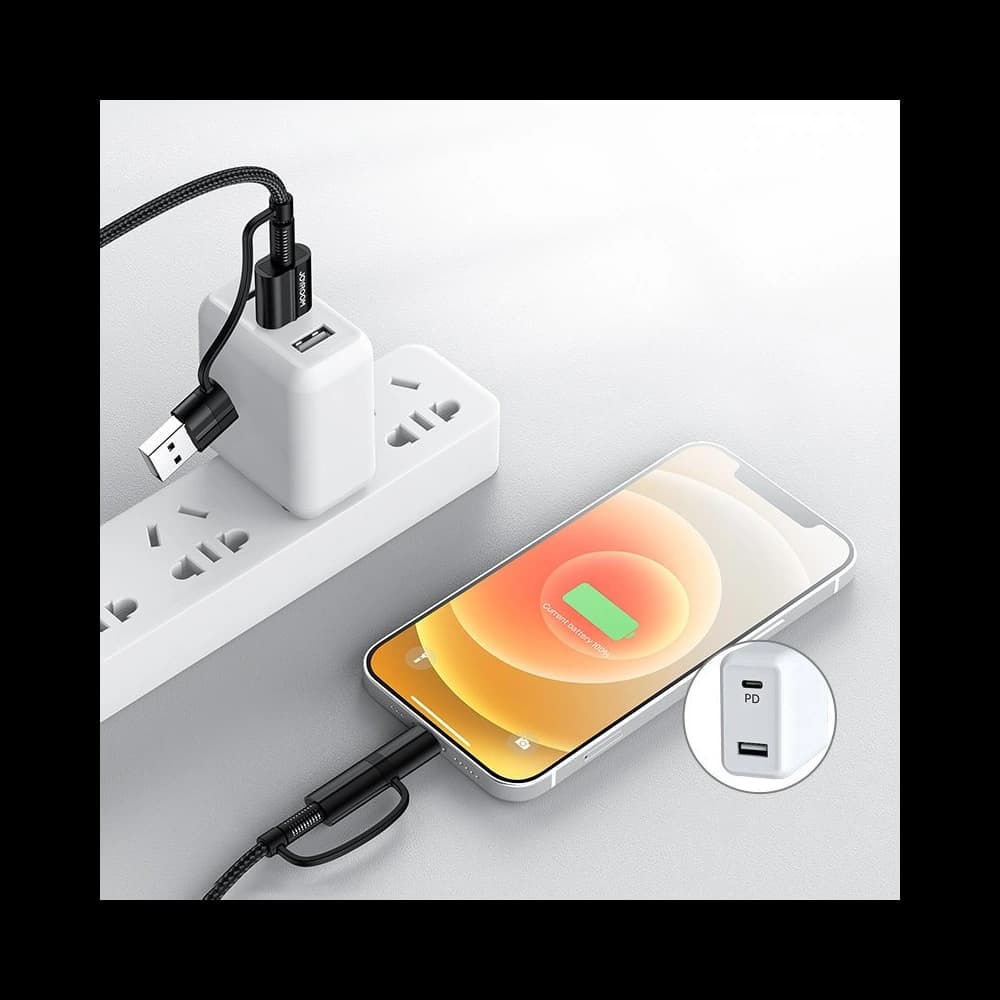 Kabel Joyroom 4w1 USB-C/USB-A - USB-C/Lithtning Quick Charge Power Delivery 3 A 60 W 1,8 m grün (S-1830G3) - 3