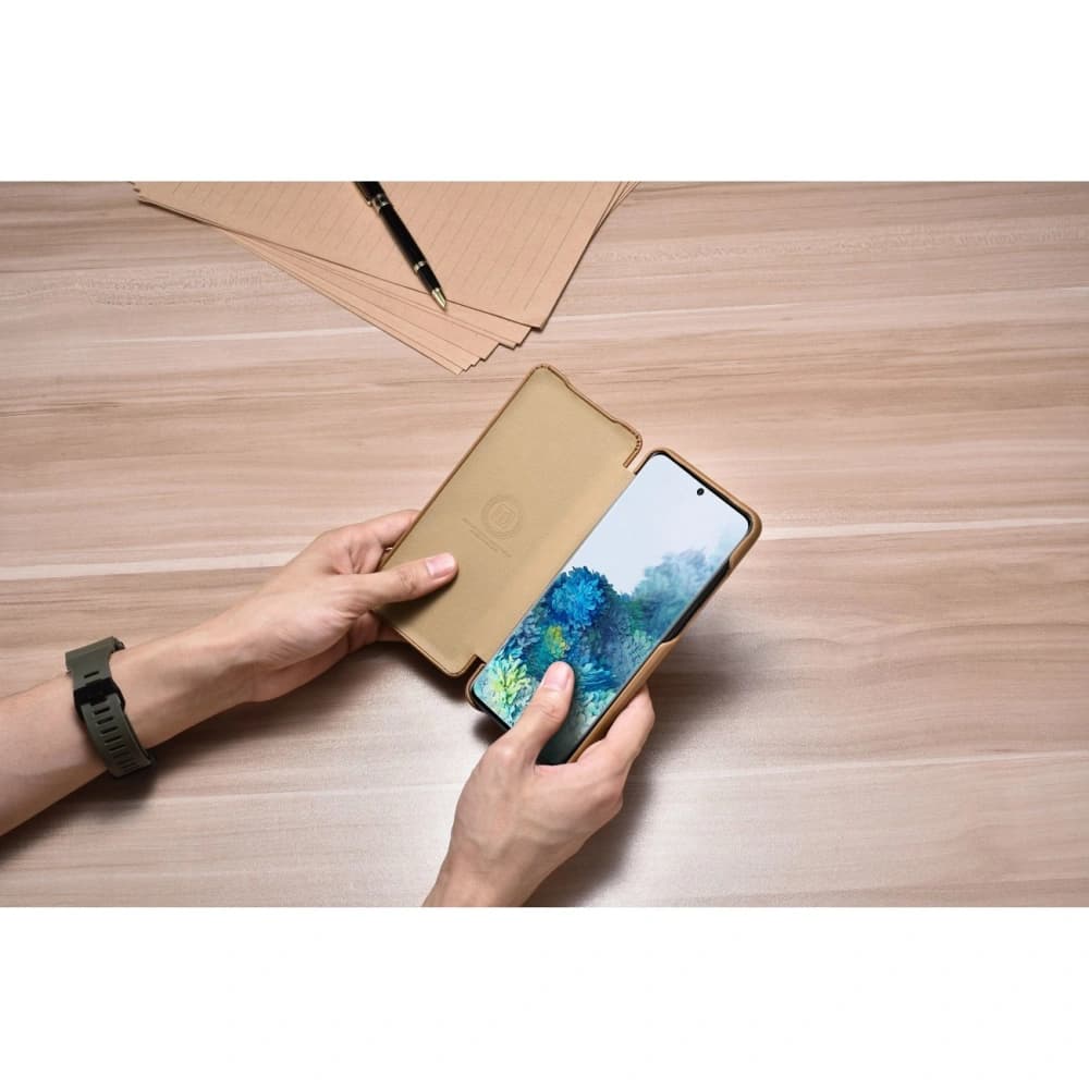 Etui iCarer Curved Edge Vintage Folio Samsung Galaxy S20+ Plus khaki - 14