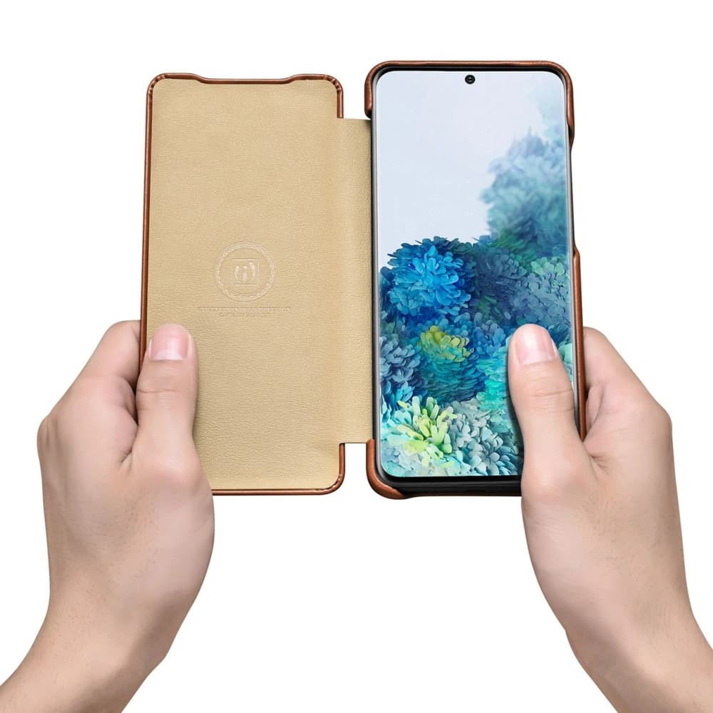 Etui iCarer Curved Edge Vintage Folio Samsung Galaxy S20+ Plus barna - 9