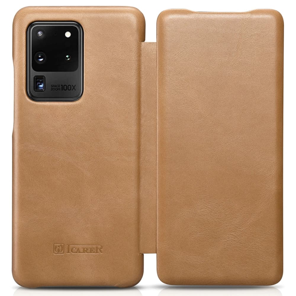Husă iCarer Curved Edge Vintage Folio Samsung Galaxy S20 Ultra khaki - 8