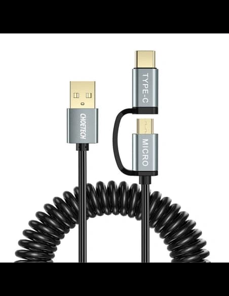 Cablu Choetech XAC-0012-101BK 2în1 USB-A/USB-C - microUSB (negru)