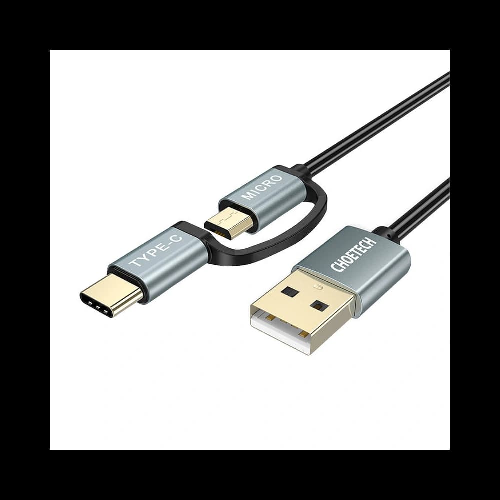 Cablu Choetech XAC-0012-101BK 2în1 USB-A/USB-C - microUSB (negru) - 3