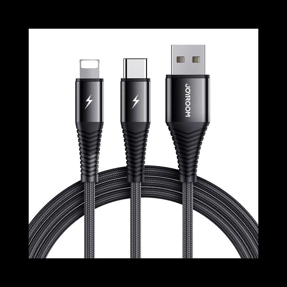 Joyroom 1.2m Kabel S-1230G12 2in1 USB-A/USB-C - Lightning 3A (schwarz) - 1