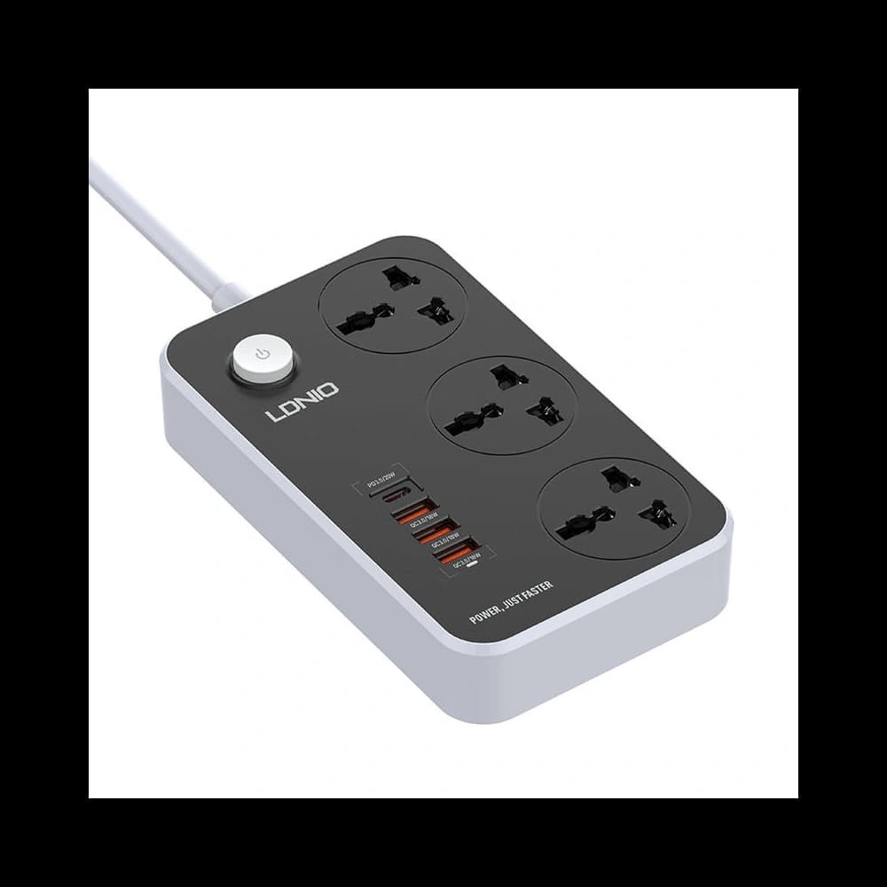 Power strip with 3 AC outlets, 4x USB, LDNIO SC3412, 2500W (gray) - 4