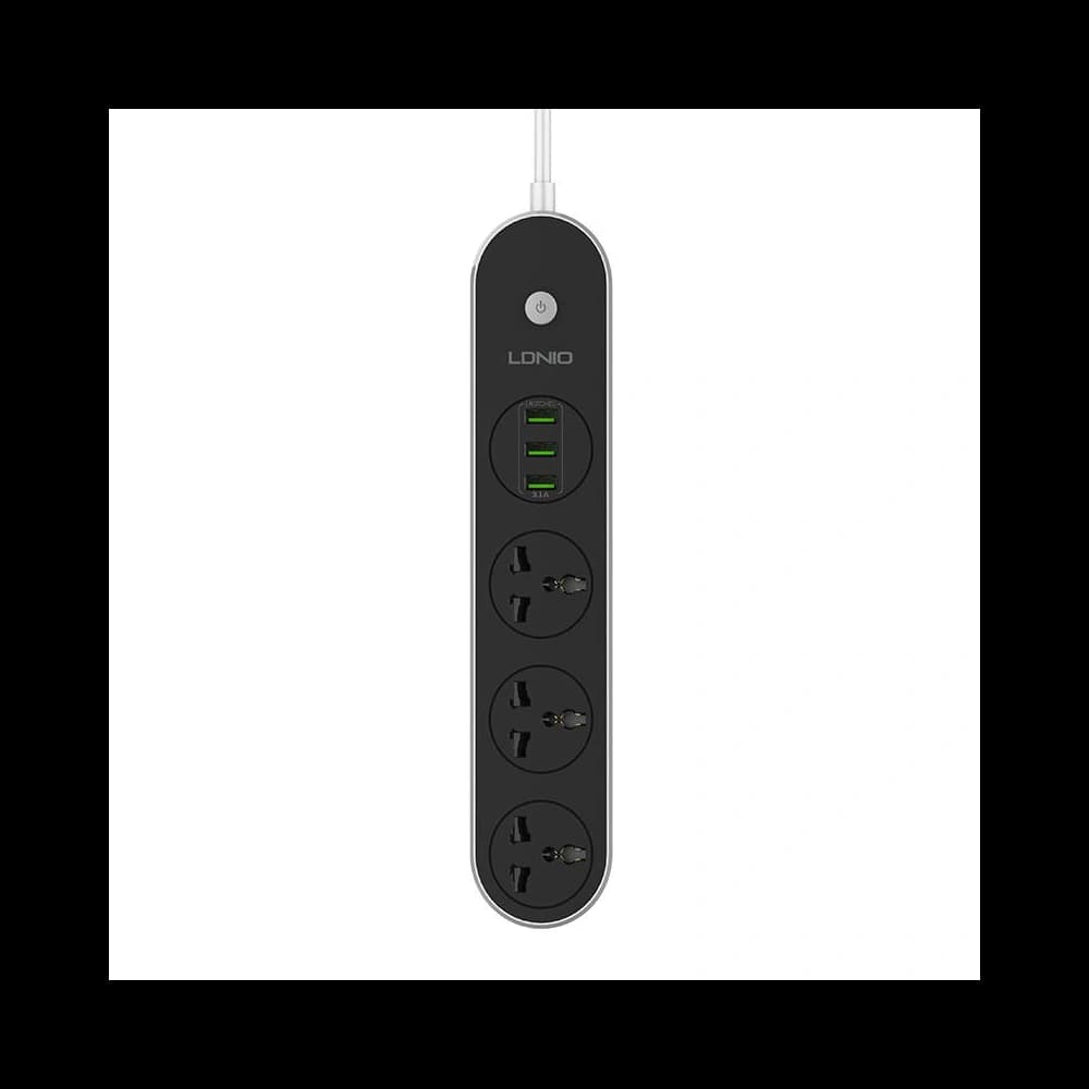 Power strip with 3 AC outlets, 3x USB, LDNIO SC3301, 2500W (gray) - 1