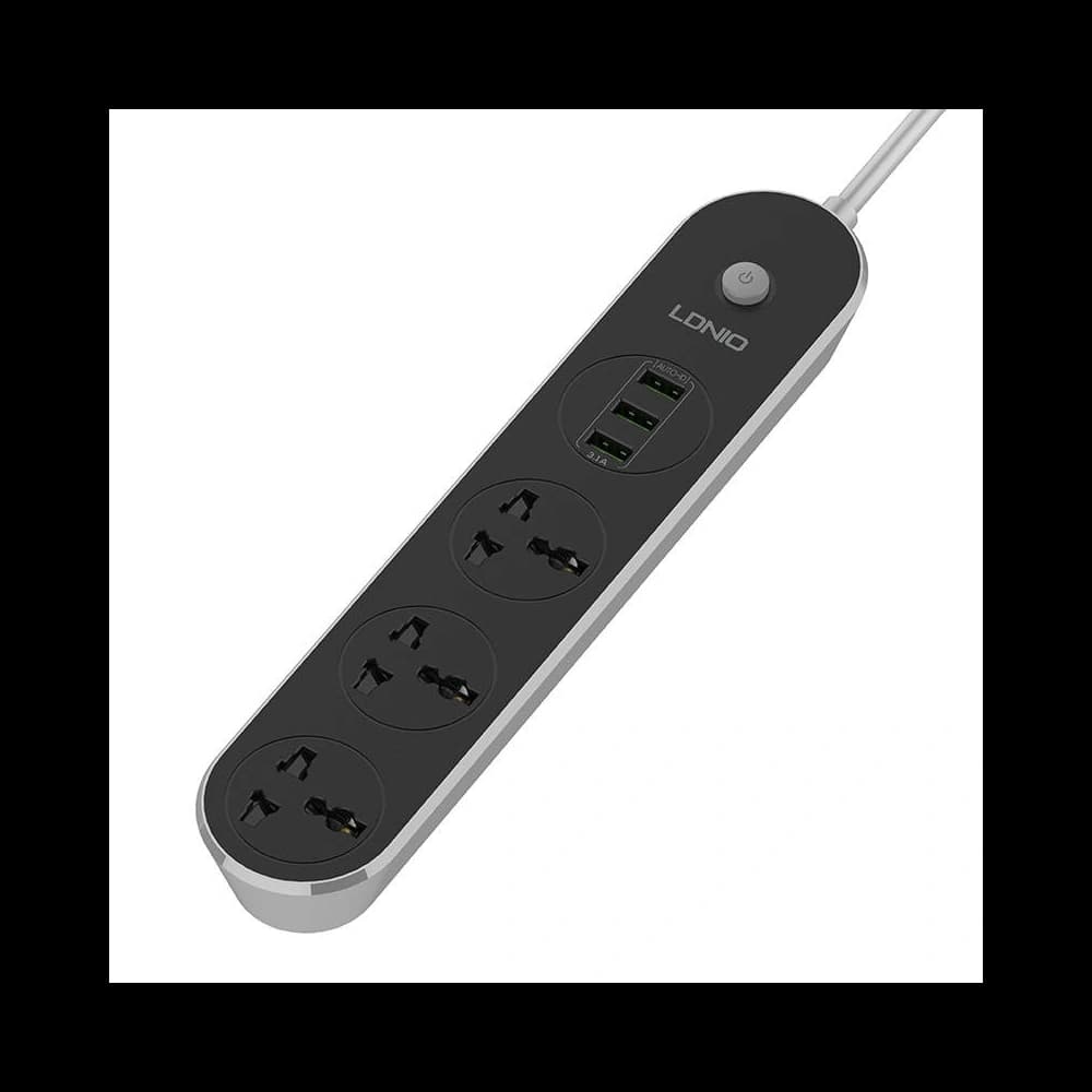 Power strip with 3 AC outlets, 3x USB, LDNIO SC3301, 2500W (gray) - 4