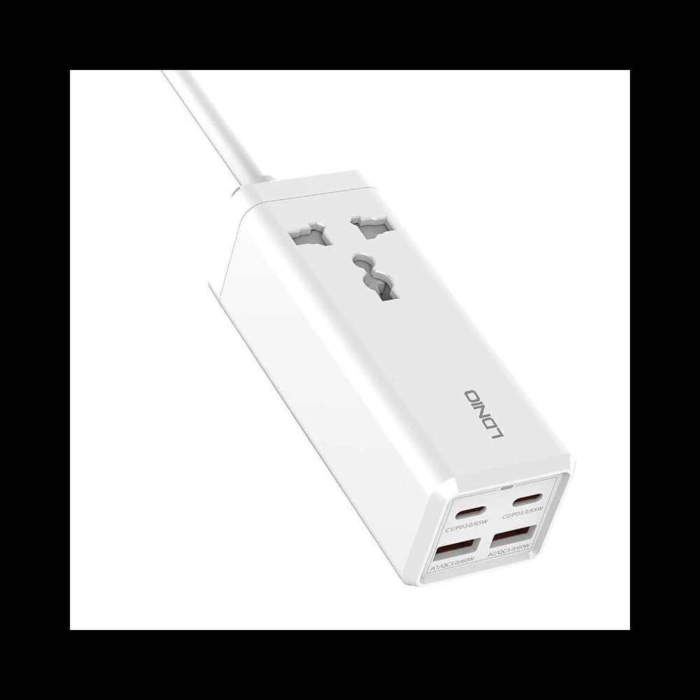 LDNIO SC1418 power strip with 1 AC outlet, 2x USB, 2x USB-C, 2500W (white) - 2