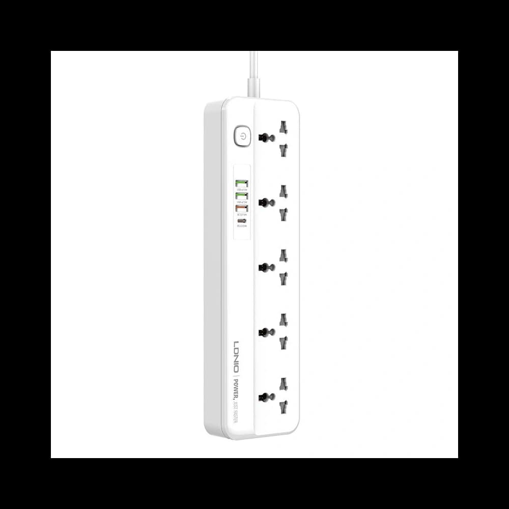 Napájecí lišta s 5 AC zásuvkami, 3x USB, USB-C, LDNIO SC5415, 2500W (bílá) - 4