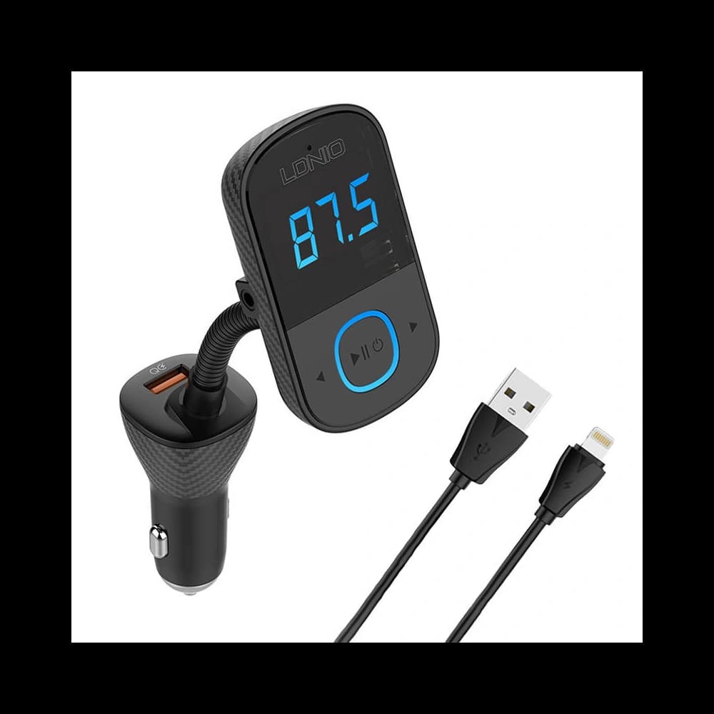 Transmiter FM LDNIO C705Q Bluetooth 2xUSB-A, USB-C + kabel Lightning - 1