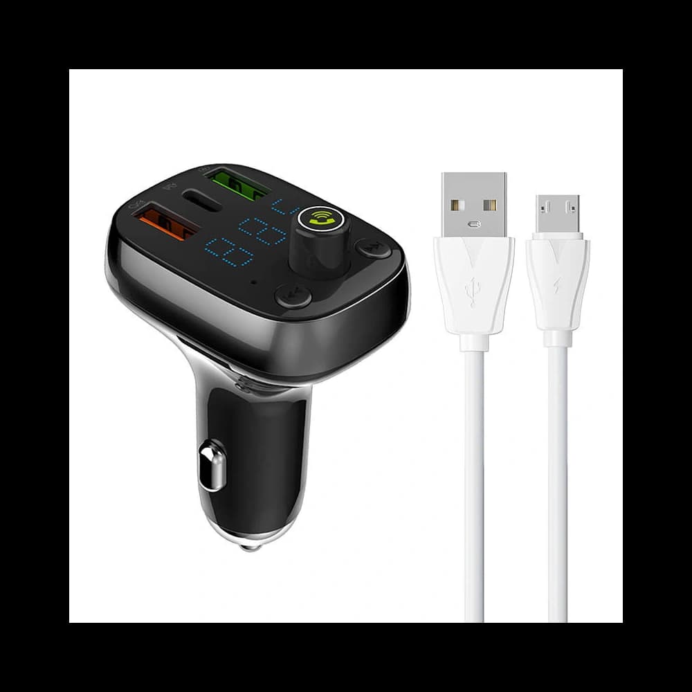 Transmiter FM LDNIO C704Q Bluetooth 2xUSB-A, USB-C + kabel microUSB - 1