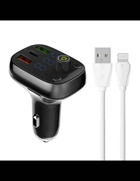 FM adó LDNIO C704Q Bluetooth 2xUSB-A, USB-C + Lightning kábel