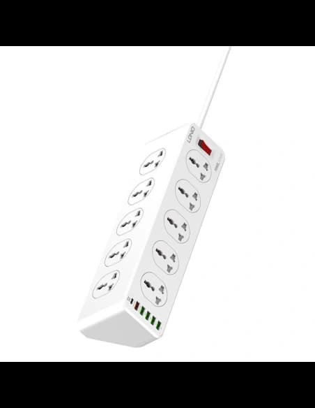 LDNIO Steckdosenleiste SC10610 10x AC, 5x USB-A, 1x USB-C, 2500W, 2m (weiß)