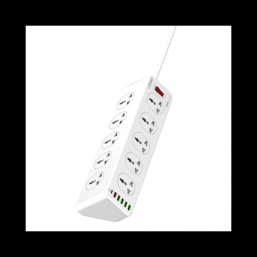 LDNIO Steckdosenleiste SC10610 10x AC, 5x USB-A, 1x USB-C, 2500W, 2m (weiß) - 1