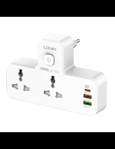 LDNIO Steckdosenleiste SC2311 2x AC, 2USB, USB-C, 2500W mit Nachtlicht (weiß)