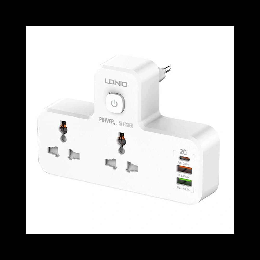 LDNIO Steckdosenleiste SC2311 2x AC, 2USB, USB-C, 2500W mit Nachtlicht (weiß) - 1