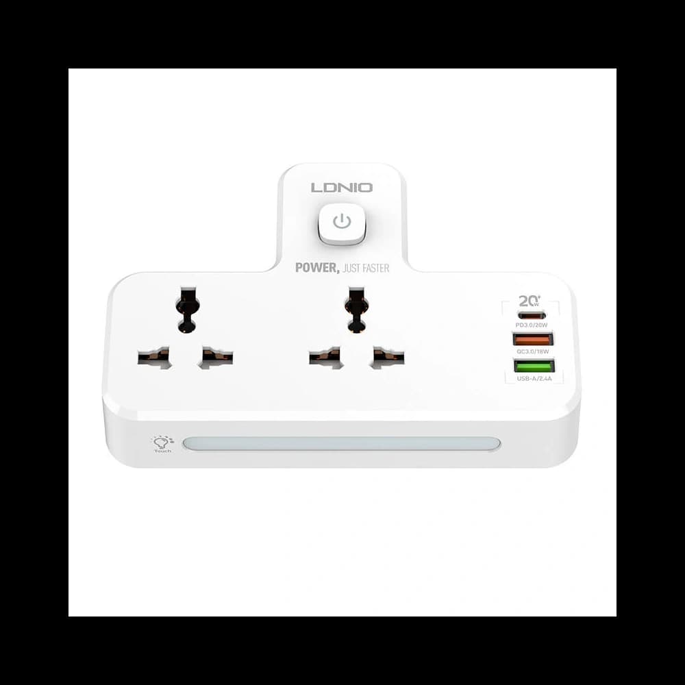 LDNIO Steckdosenleiste SC2311 2x AC, 2USB, USB-C, 2500W mit Nachtlicht (weiß) - 2
