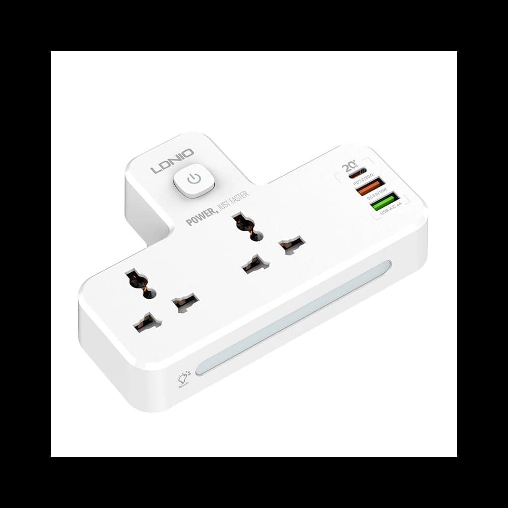LDNIO Steckdosenleiste SC2311 2x AC, 2USB, USB-C, 2500W mit Nachtlicht (weiß) - 5