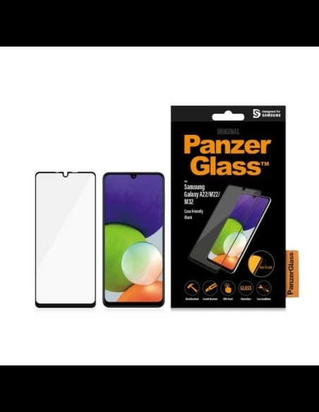 Edzett üveg PanzerGlass E2E Regular Samsung Galaxy A22 4G/M22/M32 Case Friendly fekete/black 7278