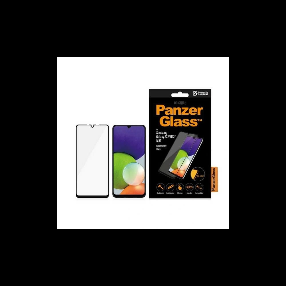 Edzett üveg PanzerGlass E2E Regular Samsung Galaxy A22 4G/M22/M32 Case Friendly fekete/black 7278 - 1
