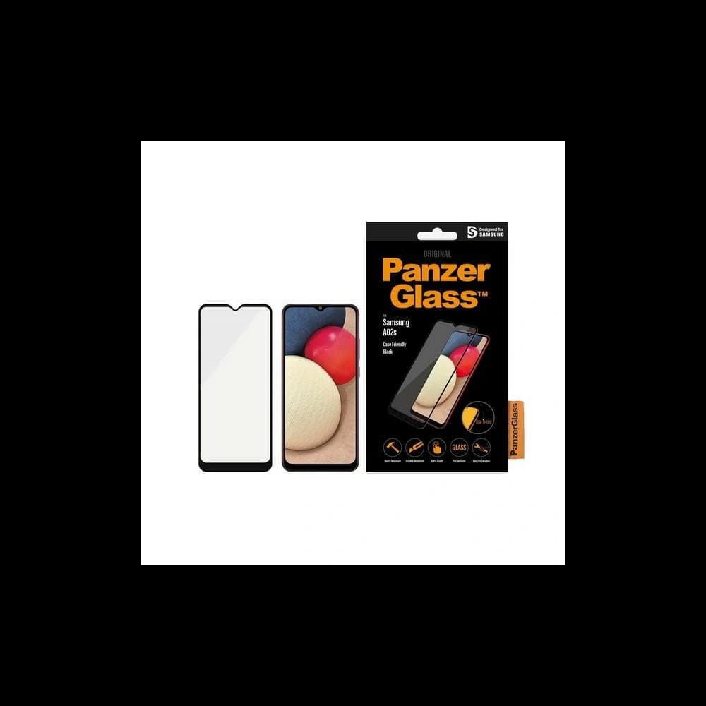 Tvrzené sklo PanzerGlass E2E Super+ Samsung Galaxy A02s Case Friendly AntiBacterial černý/black - 1
