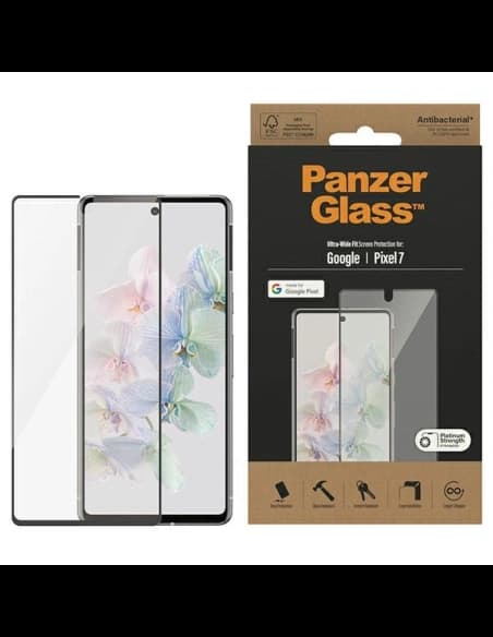 Szkło hartowane PanzerGlass Ultra-Wide Fit Google Pixel 7 Screen Protection Antibacterial czarny/black 4772