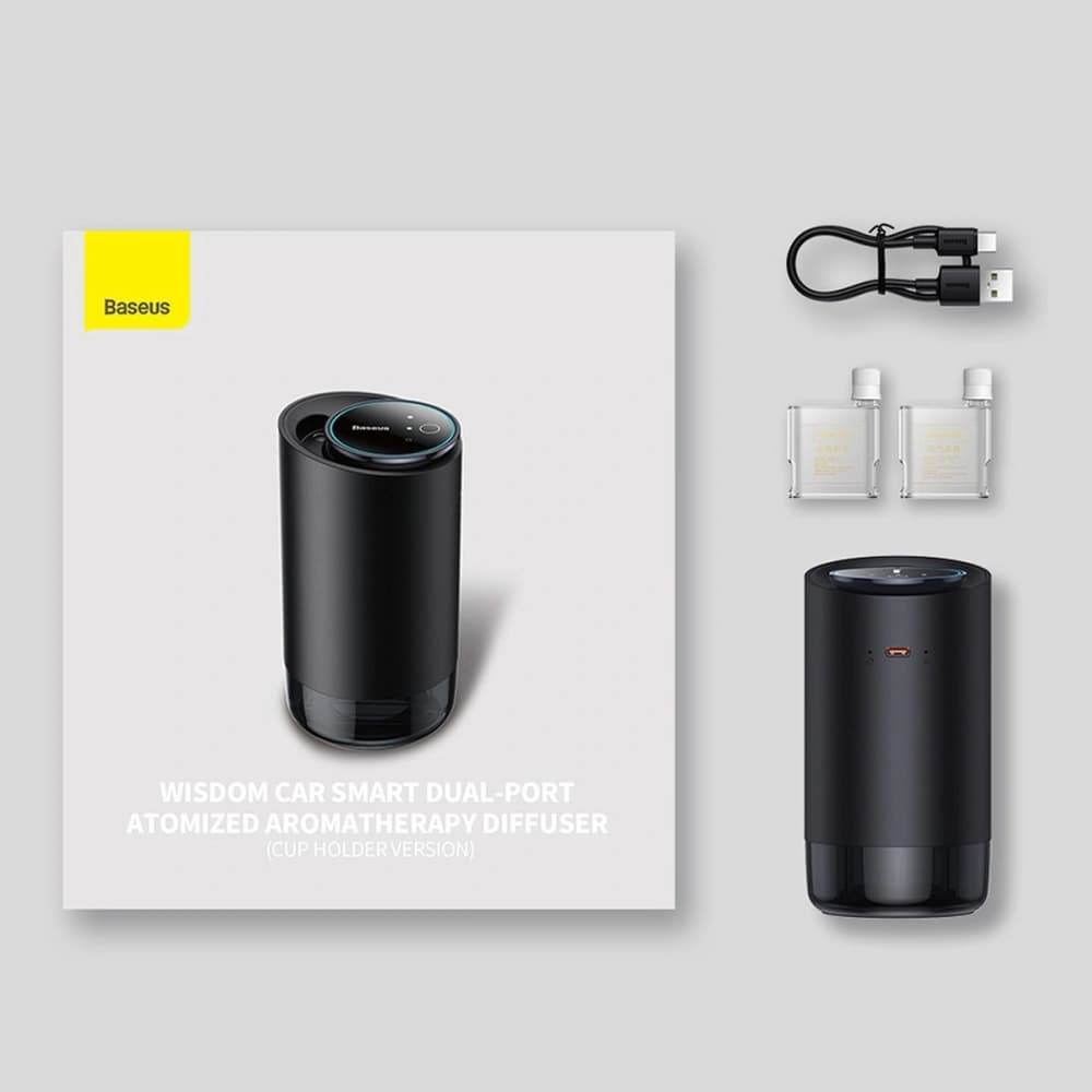 Odorizant auto Baseus negru (ceai alb / piersică suculentă) + cablu USB-C 1m - 23