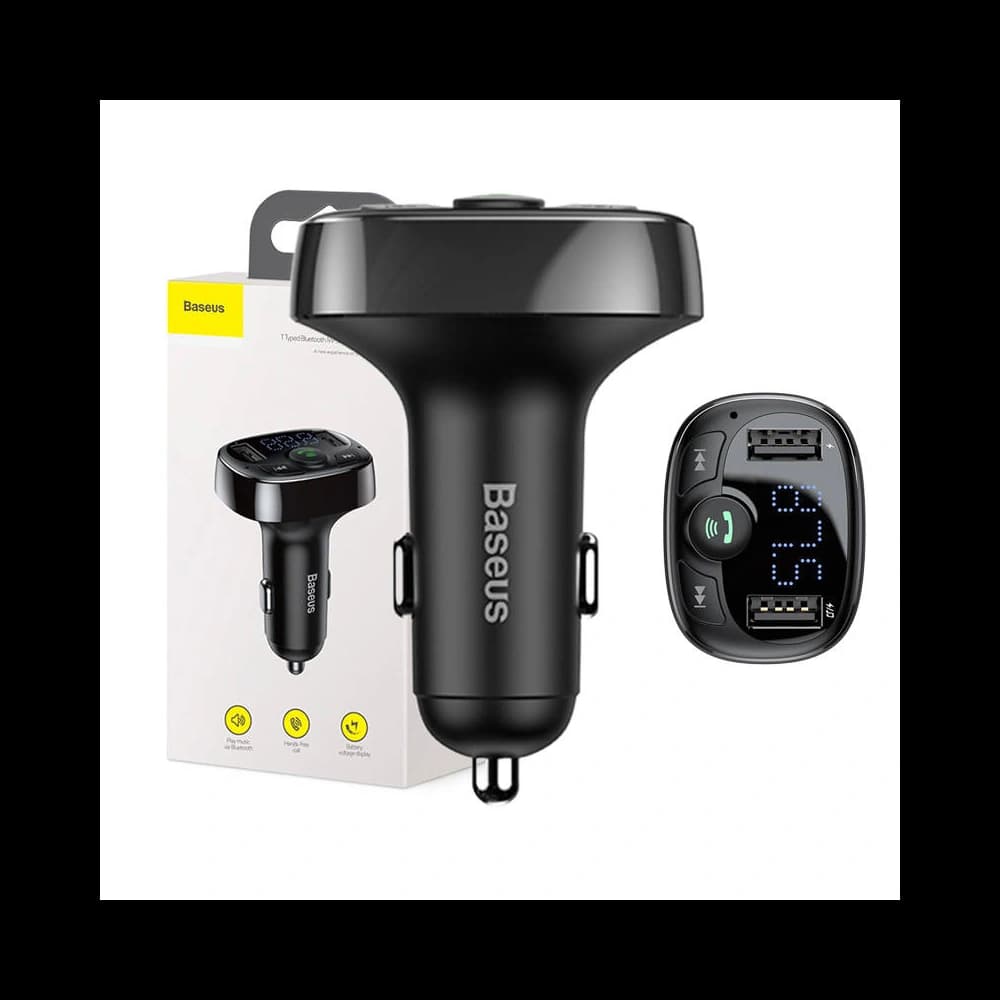 Baseus FM-Transmitter T getippt Bluetooth 2xUSB microSD (schwarz) - 1