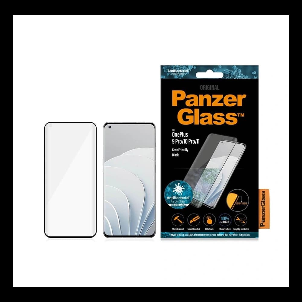 Sticlă securizată PanzerGlass E2E Microfracture OnePlus 9 Pro Case Friendly negru/black Antibacterial - 1
