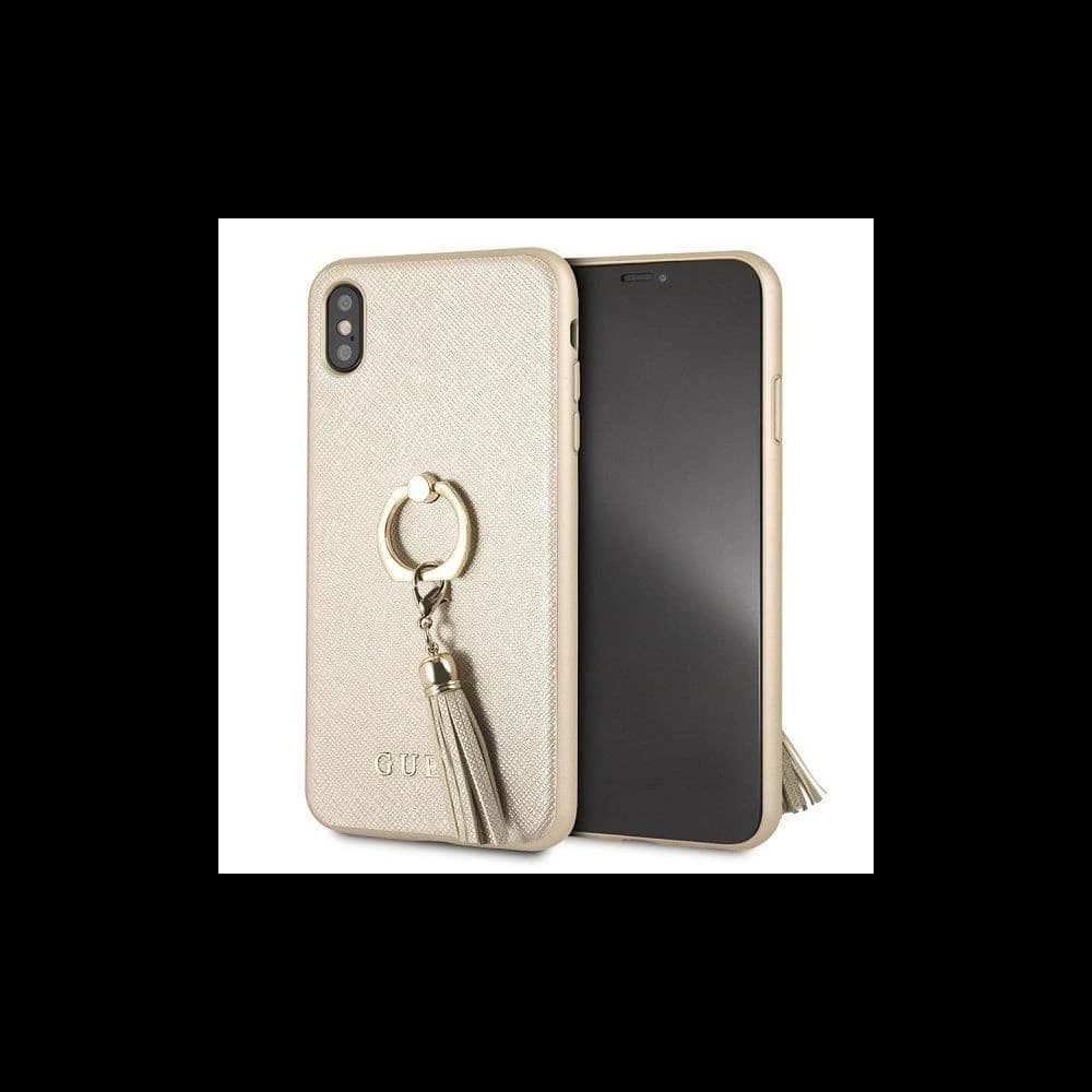 Guess GUHCI65RSSABE Apple iPhone XS Max beige hardcase Saffiano with ring stand - 1