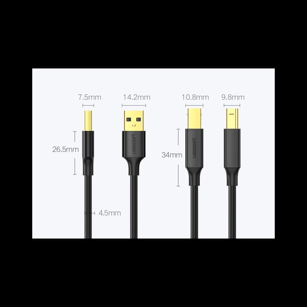 Cablu UGREEN US135 USB-B/USB-C pentru imprimantă 480 Mbps 1,5 m negru - 7