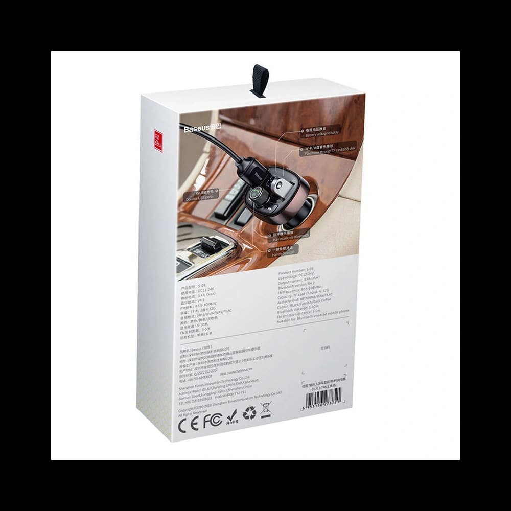 Transmițător FM Baseus T-typed S-09 Bluetooth (negru) - 9