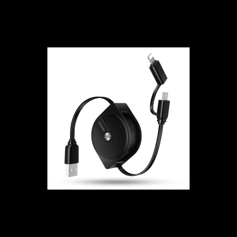 Kabel svinovací USAMS U1 US-SJ192 2w1 USB-A/Lightning/microUSB 1m černý/black - 1
